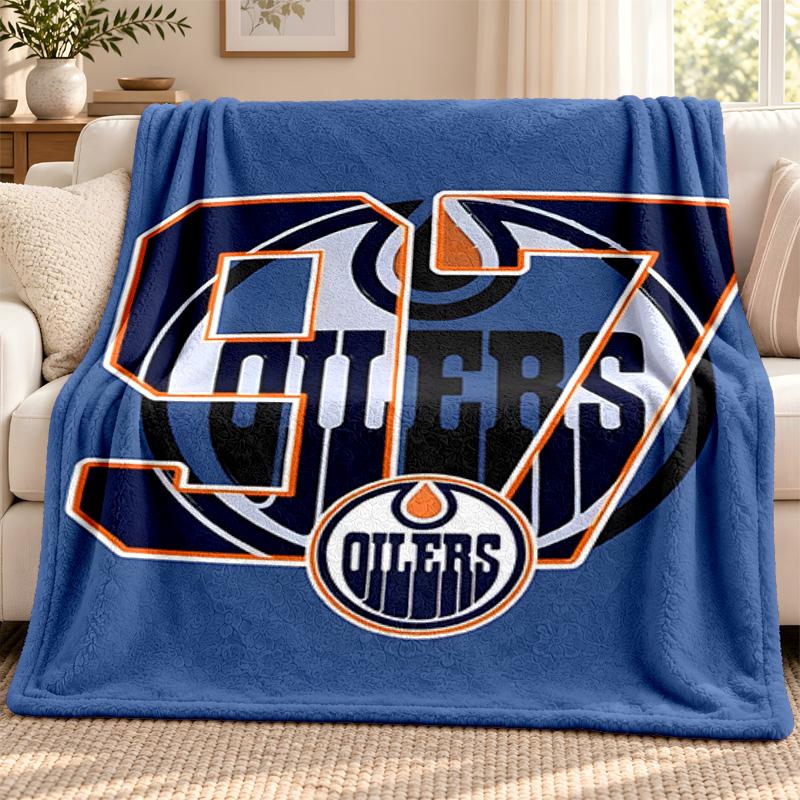 Edmonton Oilers blanket Flannel Blanket Soft Cozy Plush Throw for Sofa Bed Lightweight Home Decoration Outdoor camping