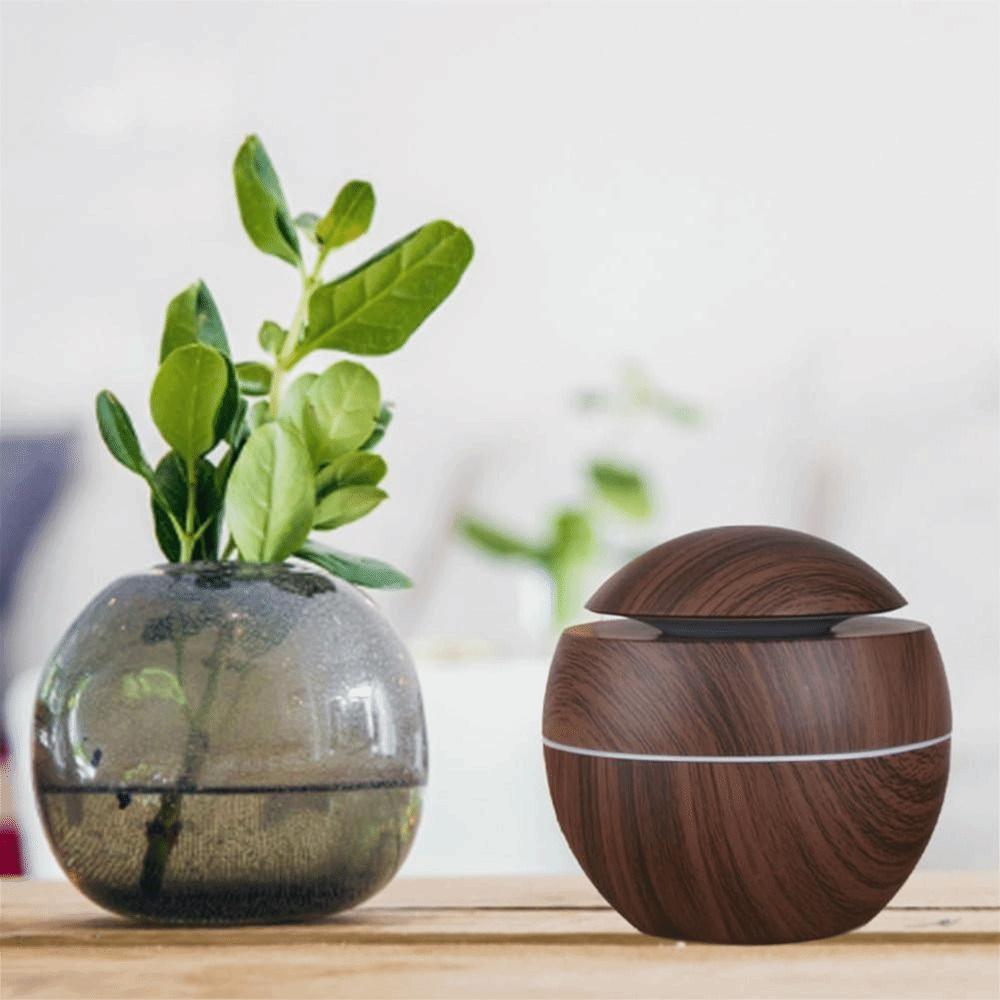 Cool Mist Essential Oil Diffuser Wood Grain Mini Mist Maker Electric Aromatherapy Diffuser  Car Use