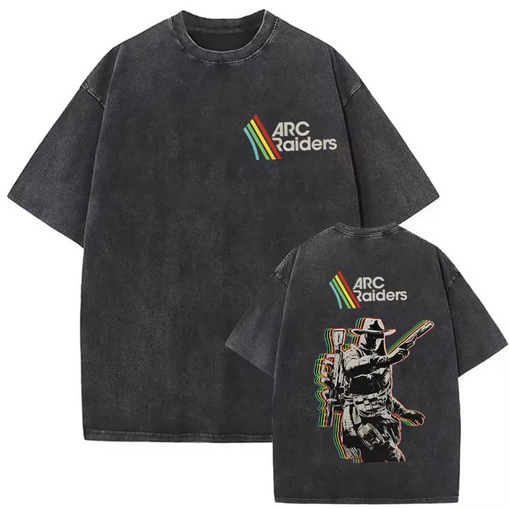 Spieler Arc Raiders Vintage Washed T-Shirt Herren Gothic Mode Baumwoll-T-Shirt Yk harajuku Hochwertiges Kurzarm-Oberteil