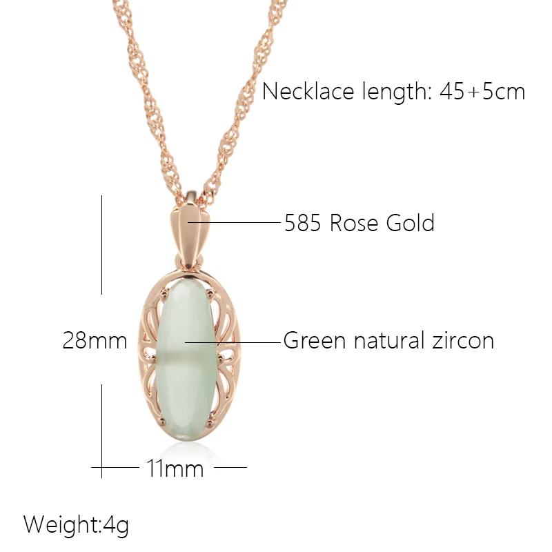 Oval Red Natural Zircon Pendant Necklace For Women Fashion  Rose Gold Color High Quality Daily Fine Vintage Jewelry