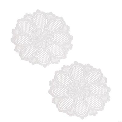 Pack of 2 Elegant Lace Tablecloths Round Florals Embroidery Kitchen Dining Decoration Sturdy Polyester Fabric