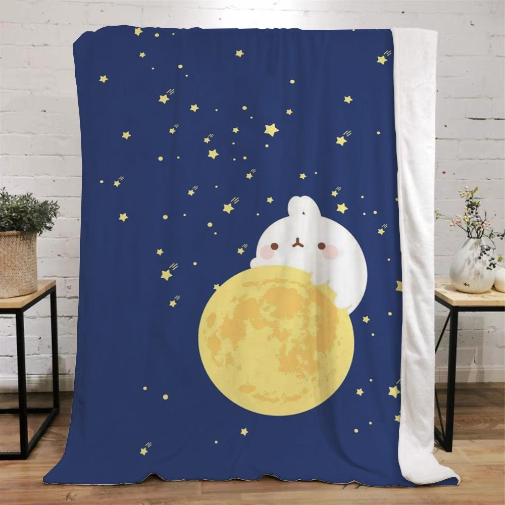 Molang Luxury Throw Blanket for Sofa Decoration Bed Blankets Characters Interior for Home Fluffy Soft Blankets King Size Cobija