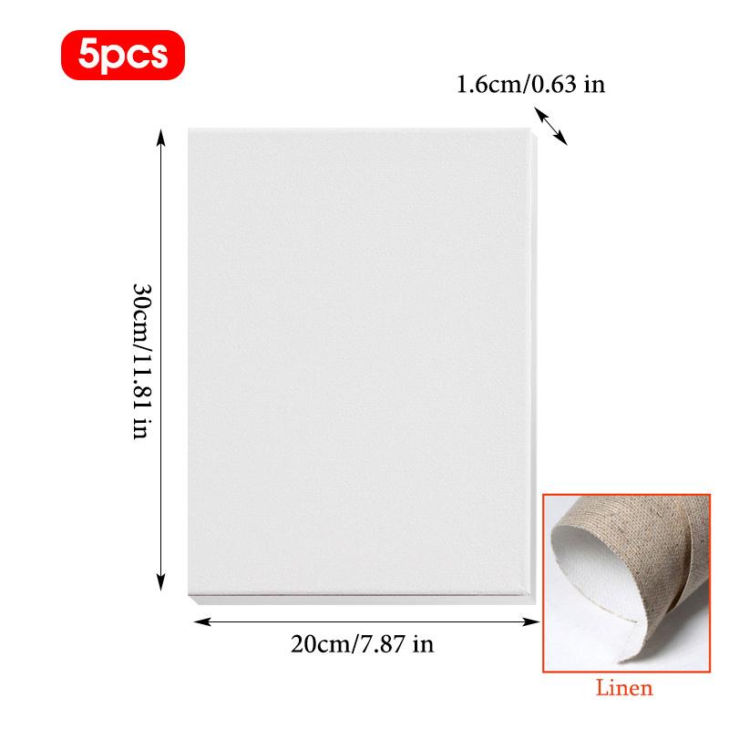 5 Stück Leinwandleer, Holzrahmen, Leinen-Malplatte, Künstler Kinder Anfänger Übung Kunstbedarf, DIY Graffiti, HB-03