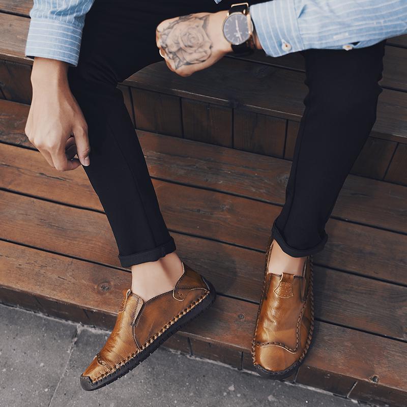 Designer Brand Men Flats Men's Leather Casual Shoes Business Style Formal Shoes Versatile Men's Loafers Lightweight Men's Shoes