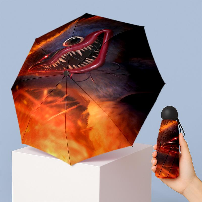 Poppy Playtime Imprimé 5 ?Pliage Mini Parapluie 8?Parapluie compact coupe-vent à nervures pour femmes, de poche