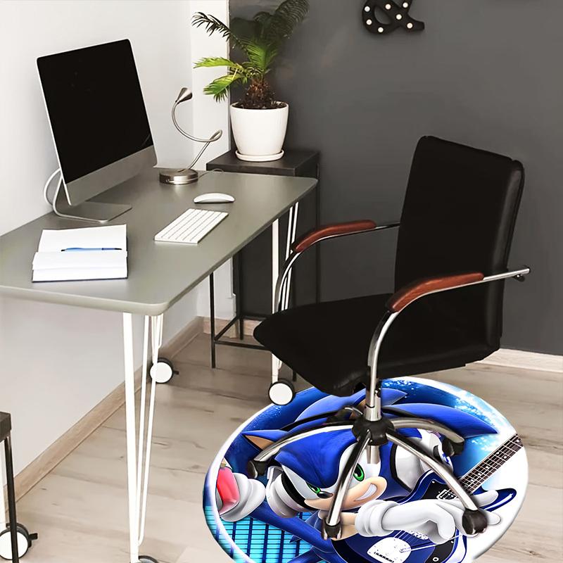 1pc Sonic the Hedgehog playing guitar with headphones Round carpet, Made of Polyester,Perfect for Decorating Office Chairs, Living Rooms fplt071 80cm by 80cm