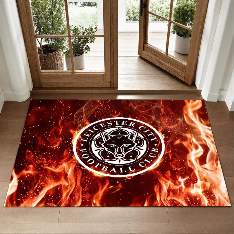 Leicester City Football Design Crystal Velvet Rug Soft Decorative Mat for Bedroom Entrance