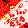 1/7Pcs Cartoon Pony Keychain Cute Red Resin Horse Backpack Pendant Decoration Car Key Ring Accessories Year Of The Horse Gift