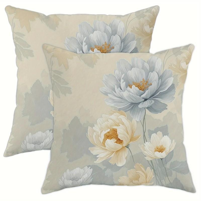 Floral Patterned Throw Pillows with White Flowers Decor Polyester Pillowcase Sofa Decorative Cushion Cov Headboard Pillow 10400₽