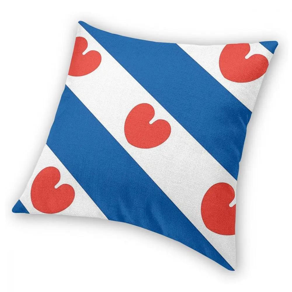 Friesland Flag Square Pillow Case Polyester Cushions for Sofa Netherlands Dutch Fashion Cushion Covers