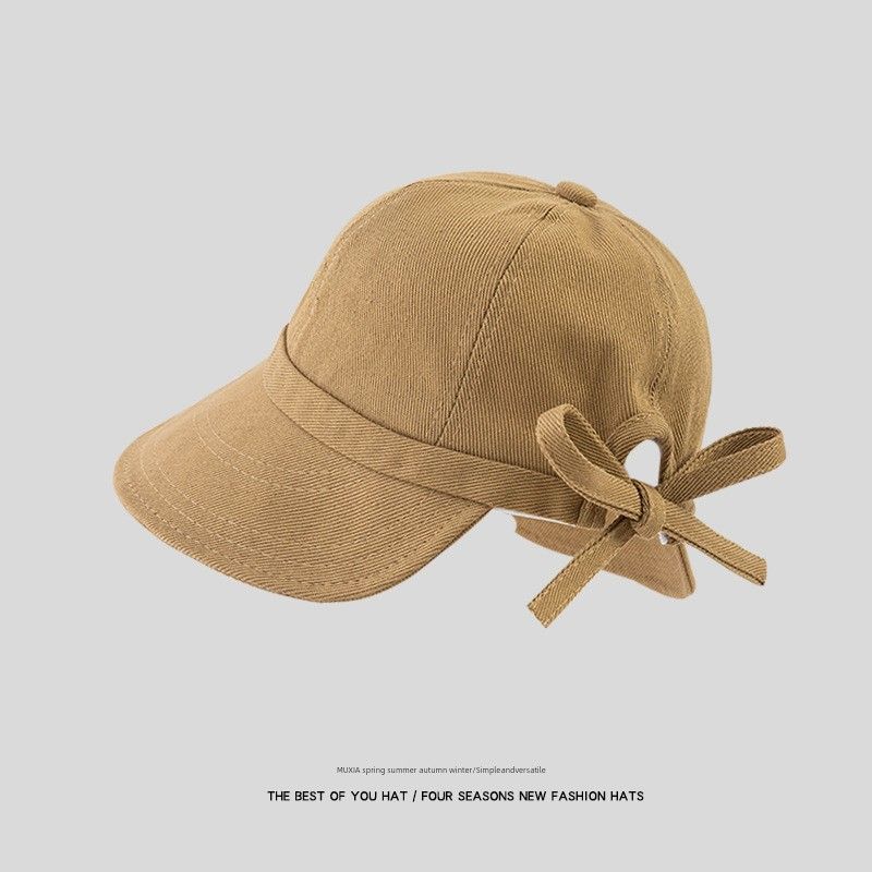 

Influencer Picks Bows Trendy Bucket Hat Women s Autumn K-style Casual Hat Cover Face Can Tie Ponytail Bucket Hat Ponytail Bows-khakis Adjustable