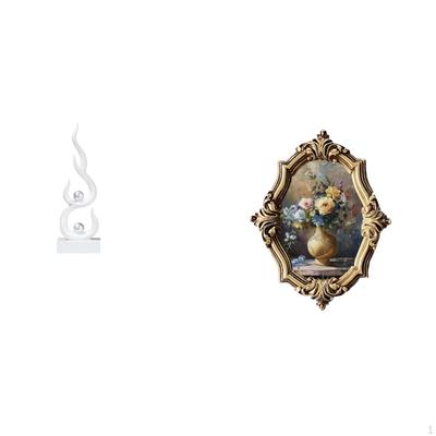 Resin Flame Figurine Sculpture And Vintage Picture Frame Art Craft Ornament for Modern Office Patio