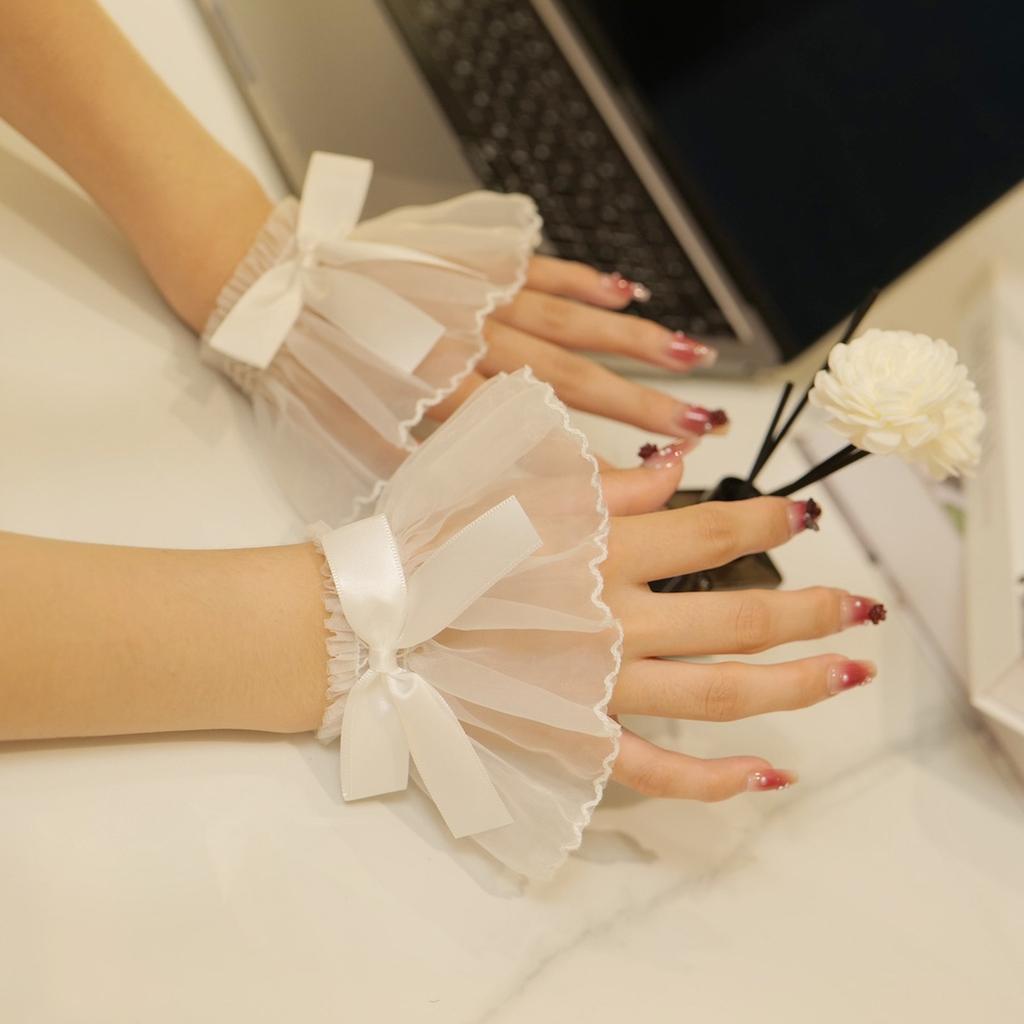 Decorative Lace Sleeves for Women Girl Elegant Wrist Cuff Detachable Faux Sleeves Sweater Ruffle Cuffs Fashion Accessory