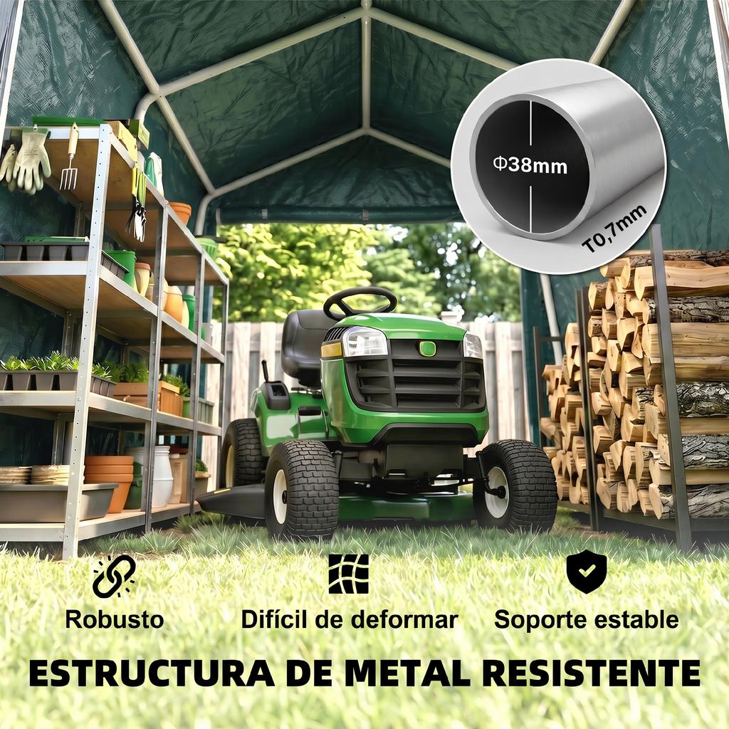 8 x 6.5 ft Outdoor Garden Storage Shed, Waterproof Bike Tent with Double Roll-up Zipper Door for Garden Tools, Green