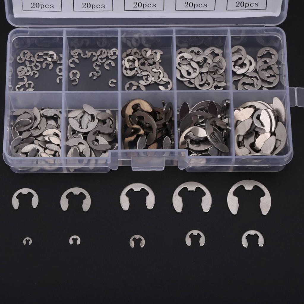 200 Stück Edelstahl E-Clip E-Ring Sicherungsring Sortiment M1.5 M10