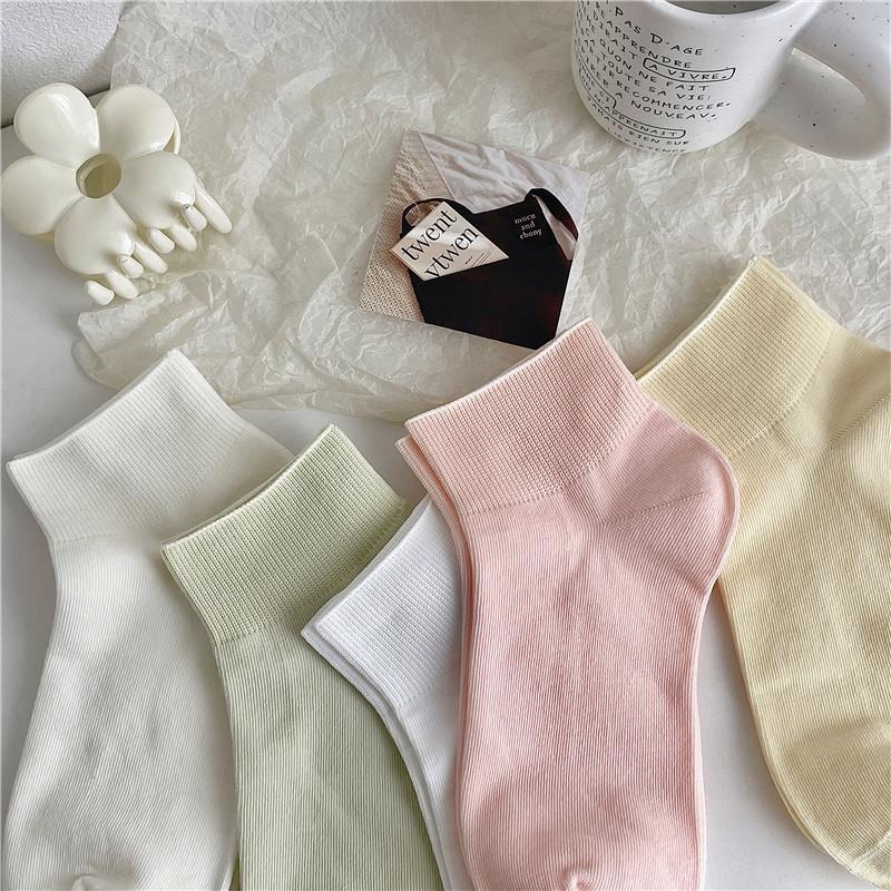 Socks Summer Thin Solid Color Short Tube Confinement Socks Tide Loose Boat Socks Crimped Wide Mouth Socks Cotton