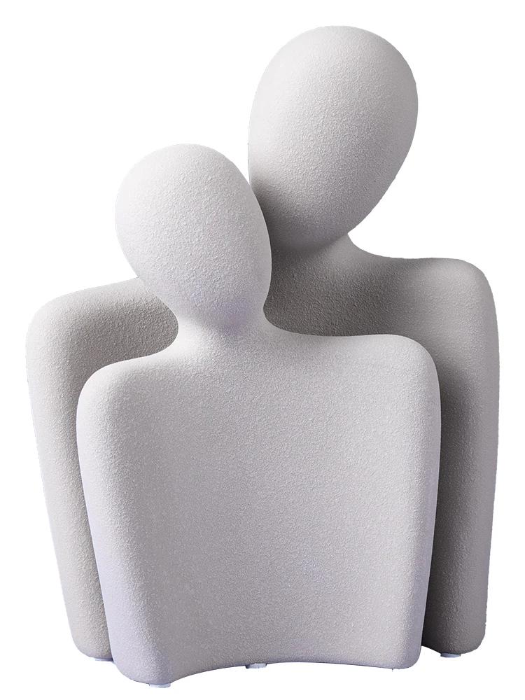 Creative Abstract Character Ornaments Frosted Ceramic Couple Hug Sculpture Artwork Modern Home Decoration Crafts Wedding Gift