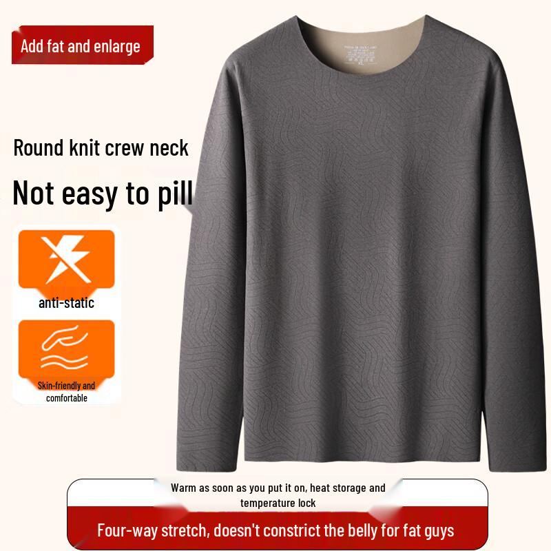 Men s Plus Size Round Neck Thermal Base Layer 7XL