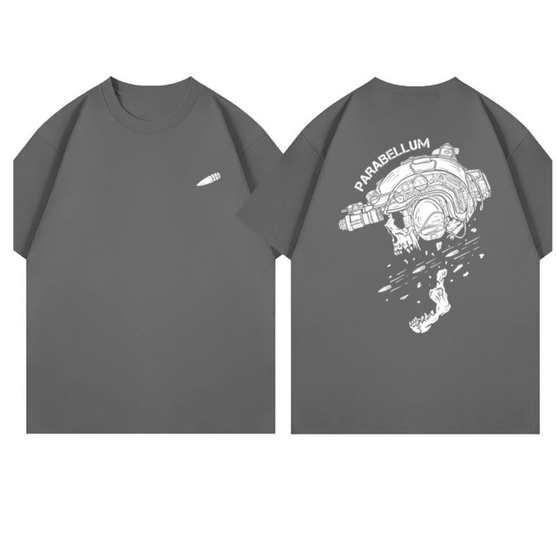 2025 Summer New Outdoor Sports T-shirt Casual Short-sleeved Military Wind Flying Bullet Printing Pure 100%Cotton T-shirt Y2K