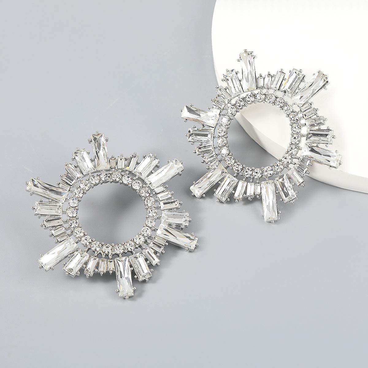 

Серьги с бриллиантами и стразами в форме подсолнуха - модные вечерние серьги из европейского и американского сплава серебряный