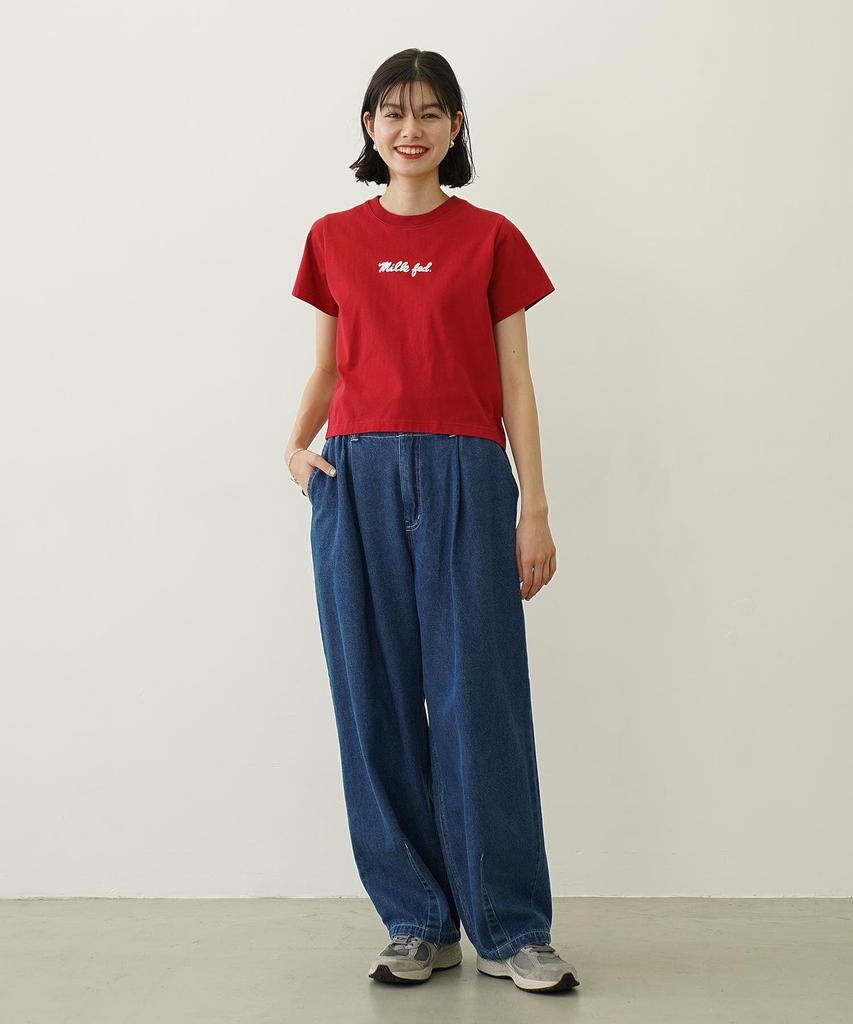Milkfed Casual ICING LOGO COMPACT Red Women's S/S TEE,
