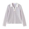 Chuyu Women's French Style Striped Polo Long Sleeve T-shirt