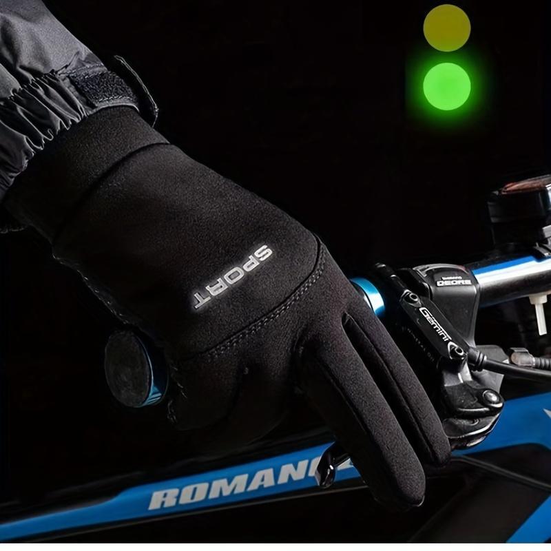 Men'S Winter Cycling Gloves Non-Slip Grip, Thick Polyester, Full Finger Design for Skiing, Running & Outdoor Sports