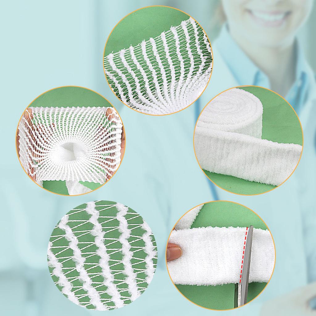 White Gauze Bandage Roll Breathable Gauze Wrap Elastic Net Tube Stretch Gauze Bandage for Wrist Knee Ankle