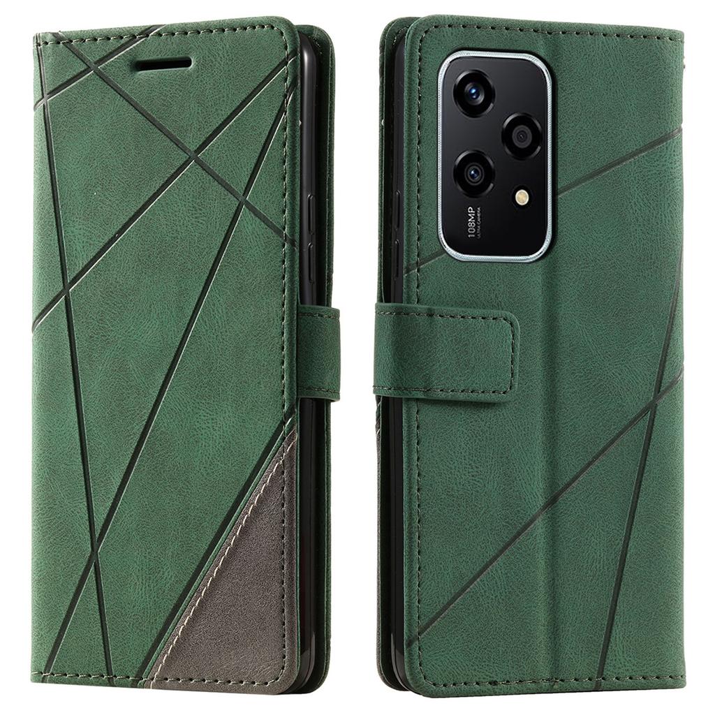 For Honor 200 Lite Case Imprinted Lines PU Leather Splicing Wallet Phone Cover