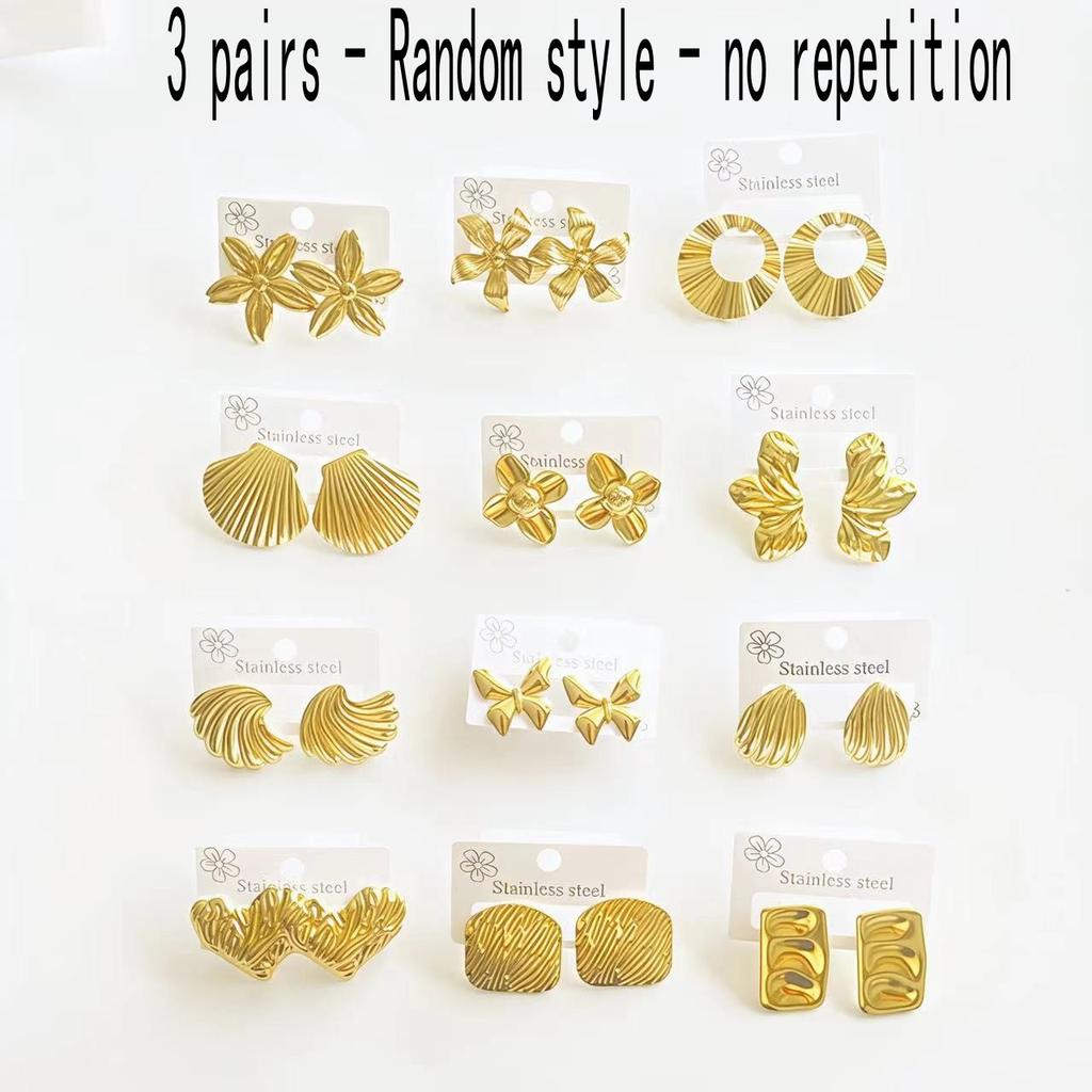 Klassische Mehrstil-Vintage 18 Karat Vergoldung Schmuck Ohrstecker Edelstahl Geometrischer Stab Minimalistische Ohrringe für Frauen