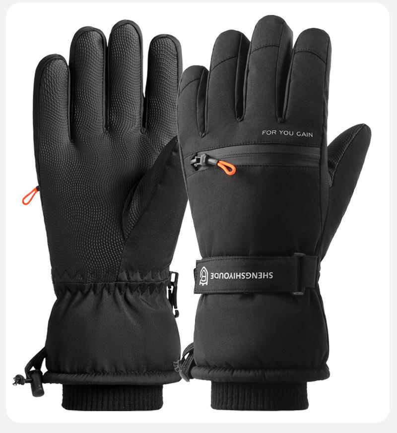 Ski Gloves: Unisex Winter Fleece-Lined, Windproof, Touchscreen, Water-Repellent, Thickened Cycling Cold-Proof