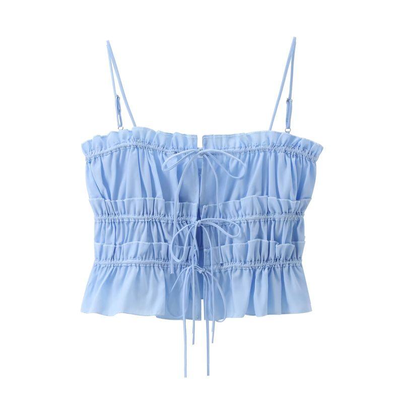 Kaslead Casual Poplin Sling Tops Bows