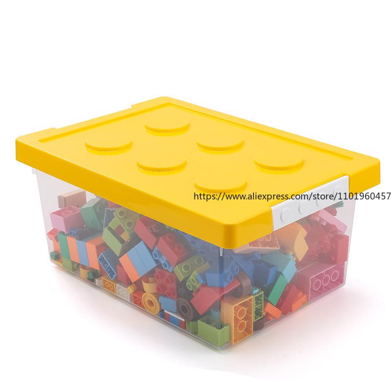 Snap On Building Block Storage Box with Large Capacity Transparent Tape Cover, Classified and Organized Toy Storage Box