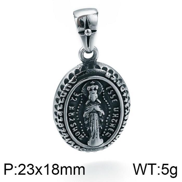 Vintage Cross Flower Inlaid With Black Zircon Necklace, Punk Style Personality Smeared Feathers Pentagram Titanium Steel Men'S Pendant