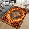 Fiery Magical Symbol Carpet with Gold Border and Gem Accents Style Suitable for use as an anti-slip for living room bedroom sofas