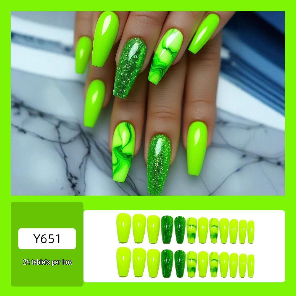 Green Gradient St. Patrick s Day Nail Tips - European & American Style Faux Nails