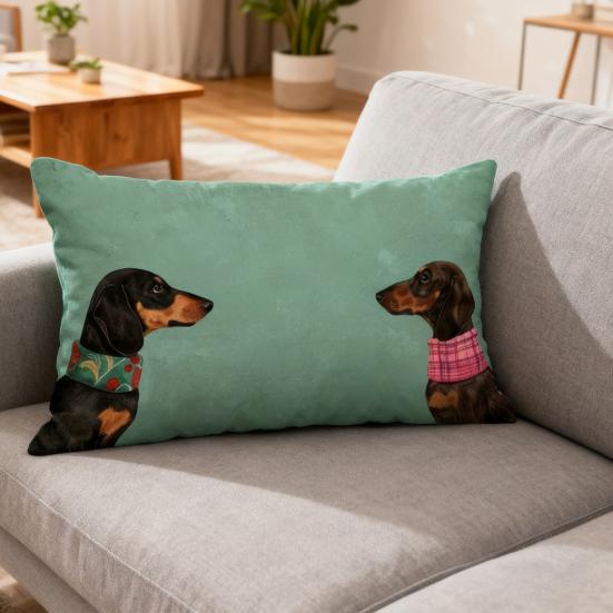 Plush Dachshund Pillow Cover Cartoon Dog Throw Pillow Case Home Living Room Bedroom Sofa Bed Decorative Rectangle Cushion Cover