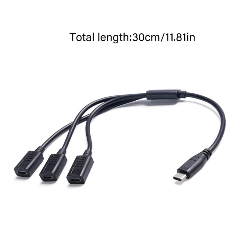 Type C Male To 3 Type C Female Splitter for 5V3A Fast Charging and Data Transfer Support Phones Laptops Simultaneously