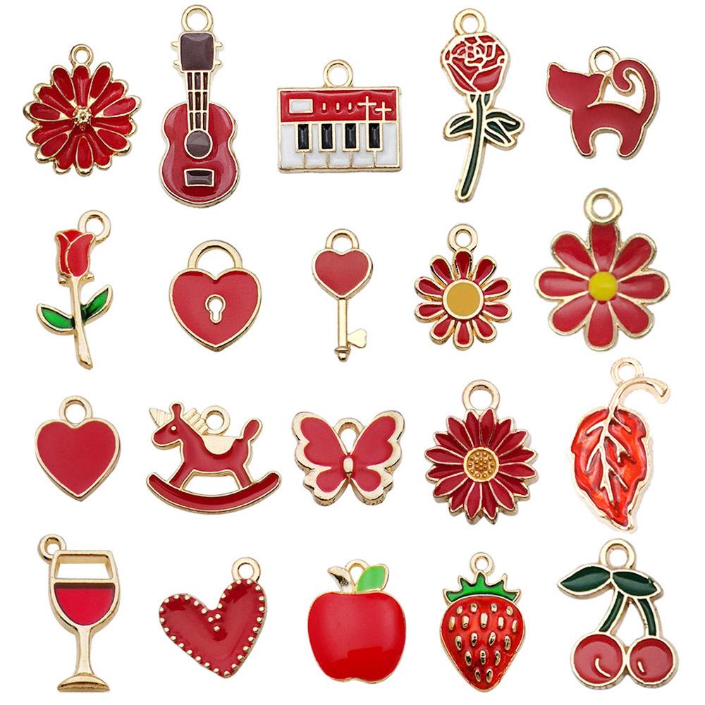 Mixed Color Cartoon Enamel Alloy Pendants for DIY Bracelets & Keychains
