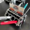 Engine Block Desk Organizer - Business Card & Pen Holder, Perfect Gift For Car Enthusiasts, Lightweight Resin Construction