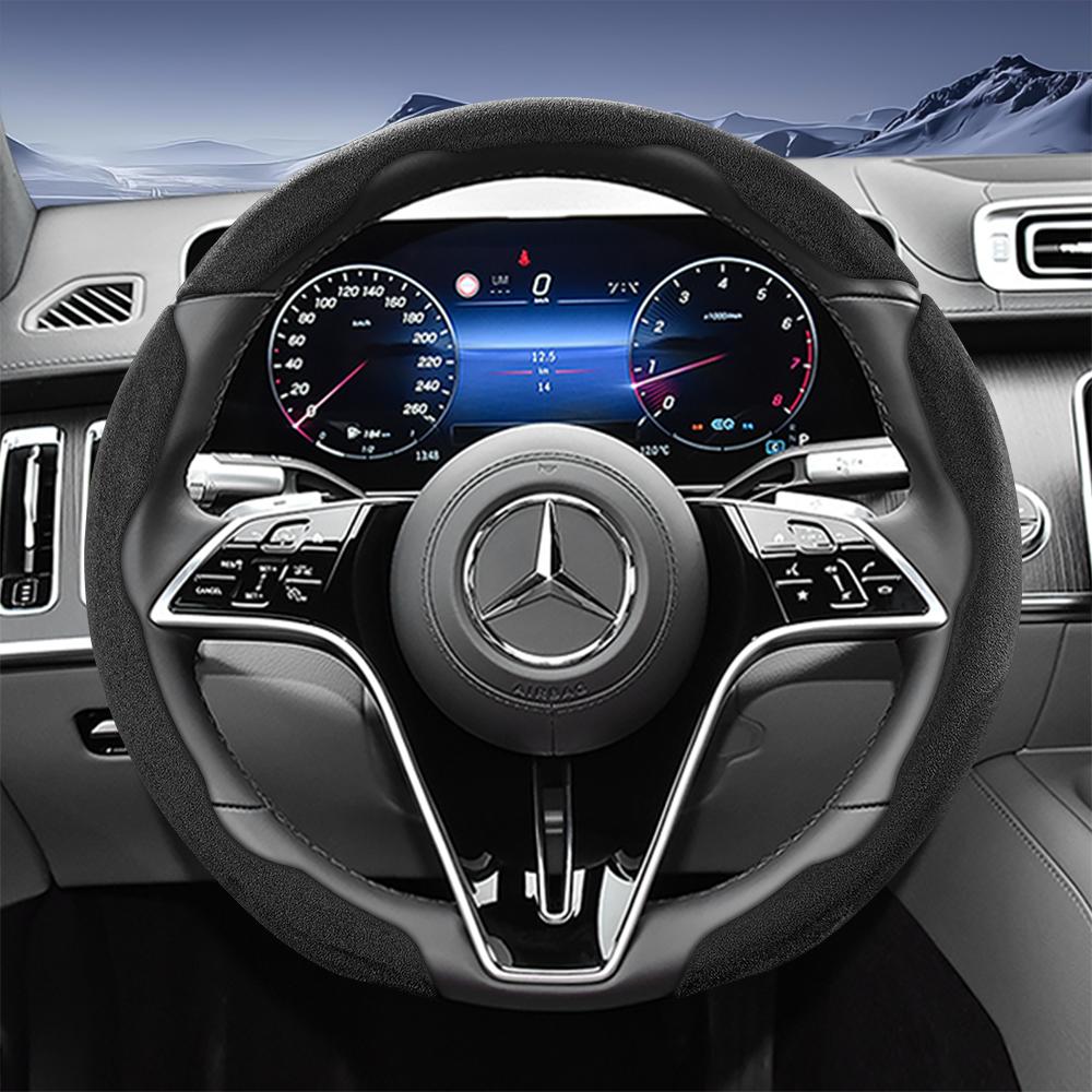 Suitable for Mercedes-Benz Sports Suede Steering Wheel Covers with Split Snap-On Design for V G S a E C Class Gle Glc Gla Glb Cls Cla Eqb Eqe Eqs Amg 