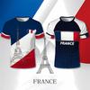 T-shirt con Stampa 3D Bandiera Francese Estate Sport all'Aperto Casual Traspirante Asciugatura Rapida Top Uomo Donna Moda Girocollo Maglia da Calcio