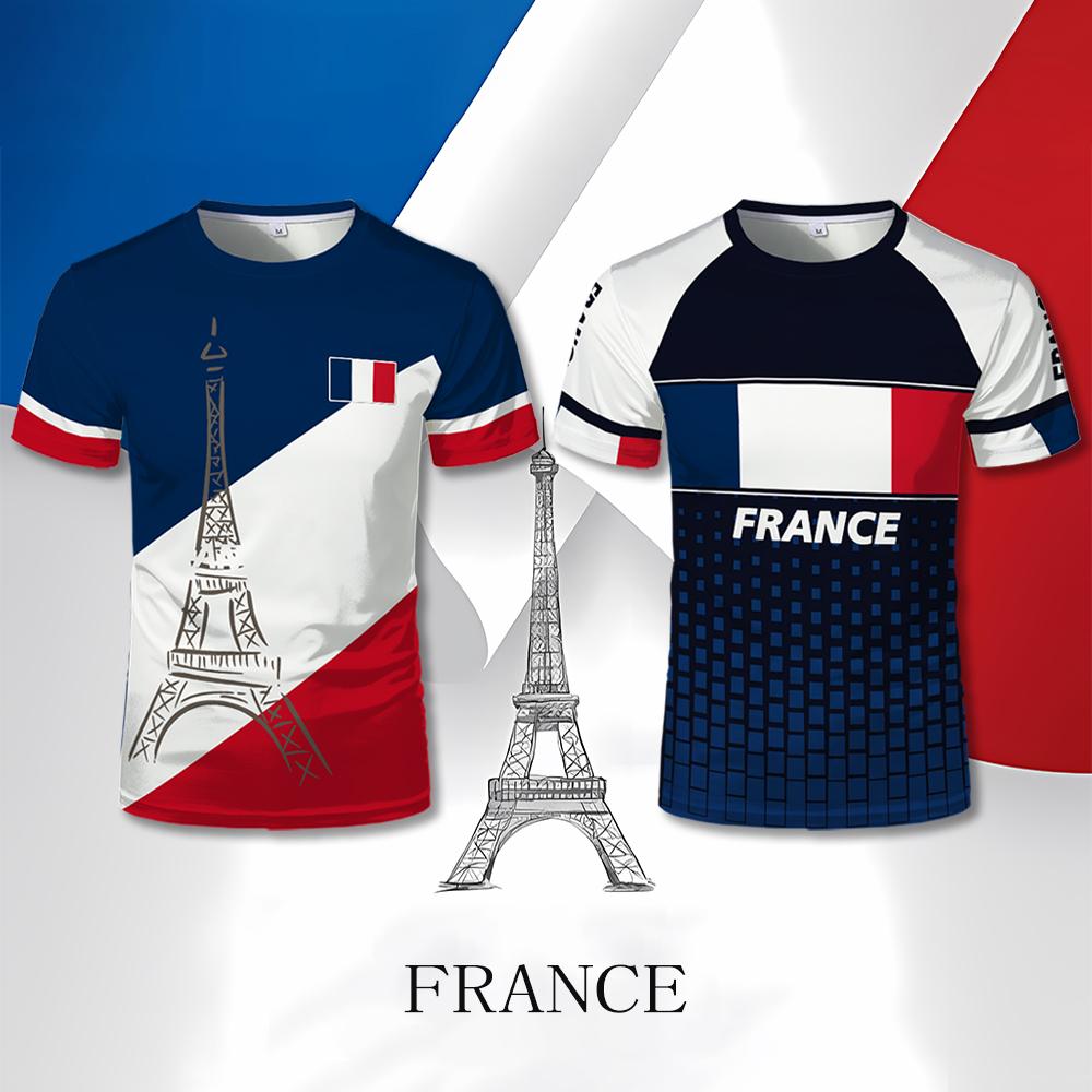 France Flag 3D Print T-shirt Summer Outdoor Sports Casual Breathable Quick-drying Tops Men Women Fashion O-Neck Football Jersey
