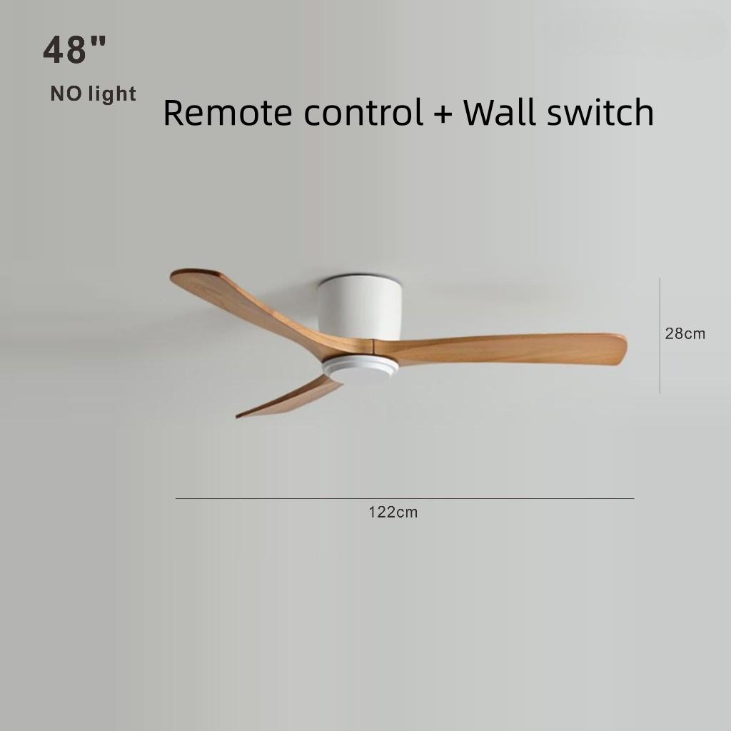 Living Room Bedroom Solid Wood Ceiling Fan Creative Villa Hotel Decoration Fan Nordic Minimalist Variable Frequency Fan
