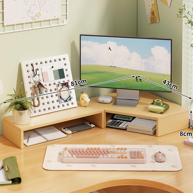 Corner Desktop Monitor Stand with Storage Rack