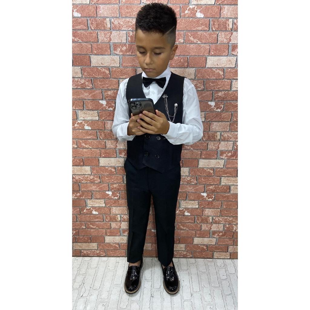 Children's Vest Suit With Shirt Set 0-1 Years - 14 Years Black