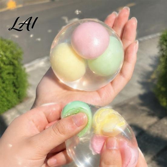 Sensory Fidget Toys Layered Crunchy Squeeze Relief Toy Stress Ball Rainbow for Desk Soft Rubber Portable Reliever Ball Adults Kids