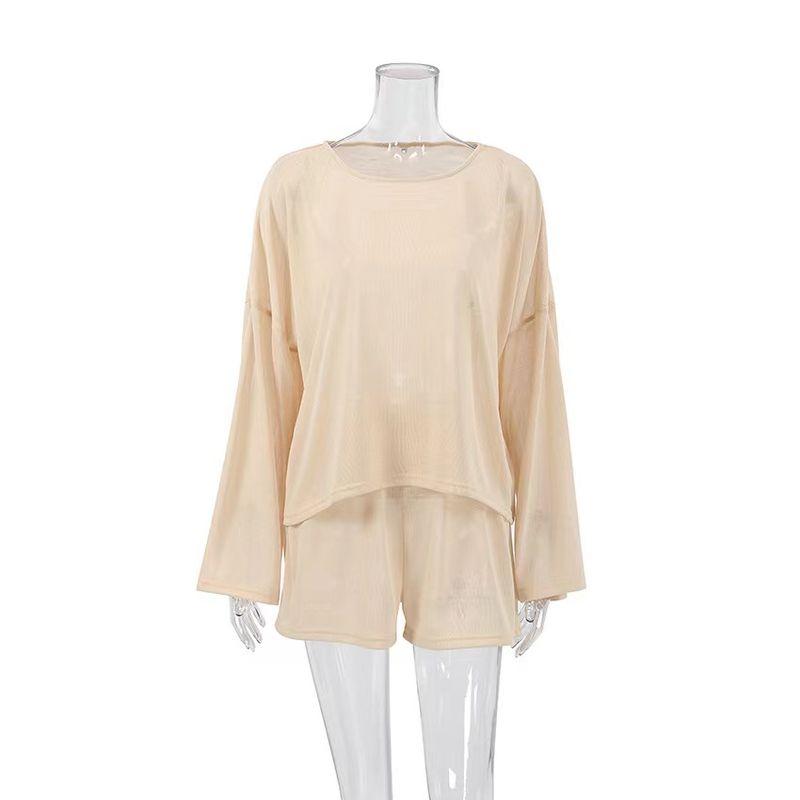 

Fashion New Loose Top Shorts Fashion Two-Piece Suit Homewear Loose Top and Shorts Set Khaki M
