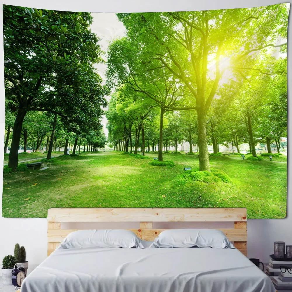 Schöne Waldwasserfall-Wandteppich Wohnzimmer Stoff Wandbild Heimdekoration Wandtuch Strand Picknick-Tischdecke Schlafmatte