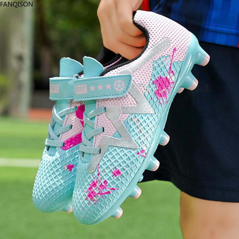 28-38 Pantofi Fotbal Copii Tineret Lung Spike Pantofi Fotbal Fermi Velcro Antrenament Ghete Fotbal Copii